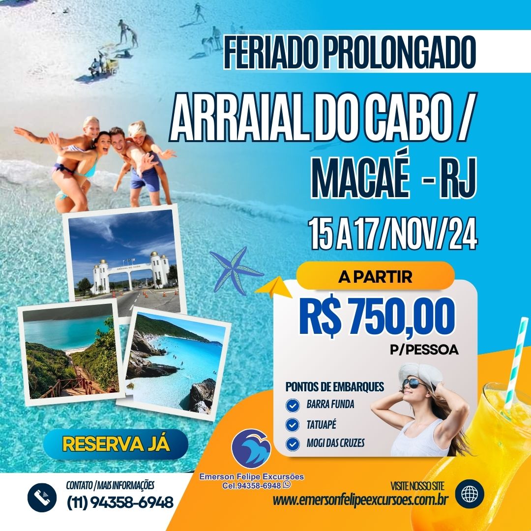 ARRAIAL DO CABO / MACAÉ- RJ DE 15 A 17/NOV/24