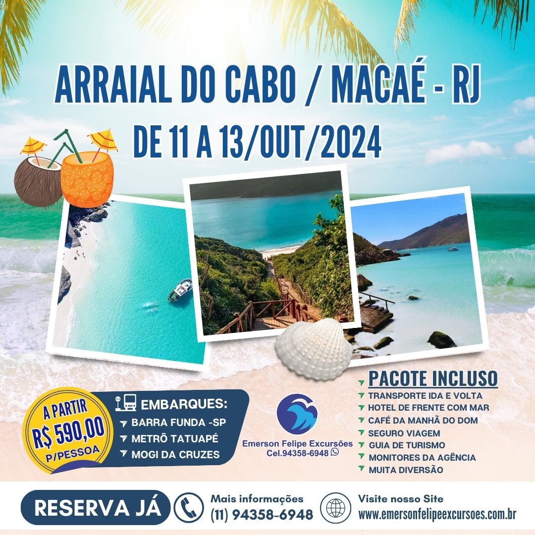 ARRAIAL DO CABO + MACAÉ 11 A 13/OUT/2024
