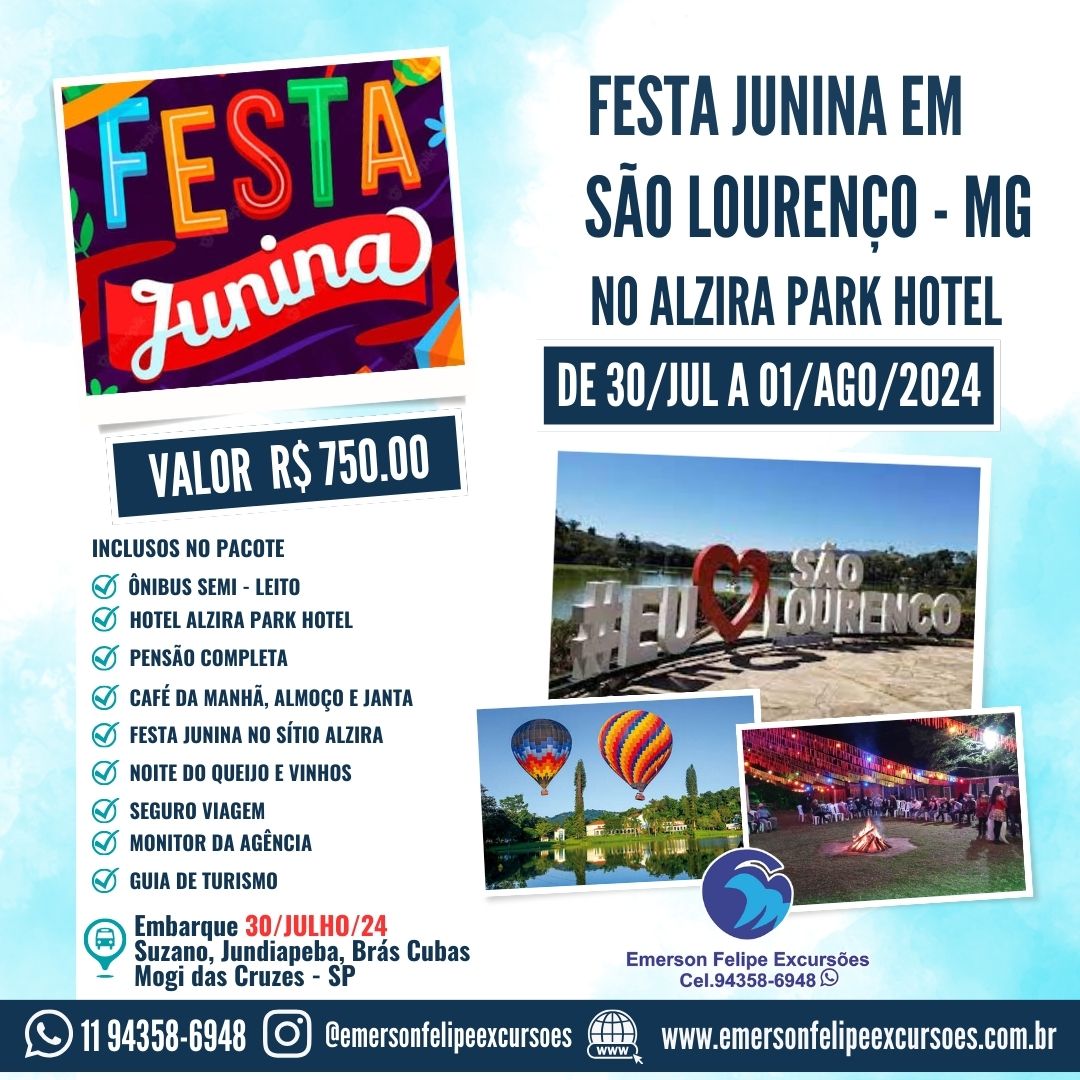 FESTA JUNINA NO ALZIRA PARK HOTEL SÃO LORENCO-MG